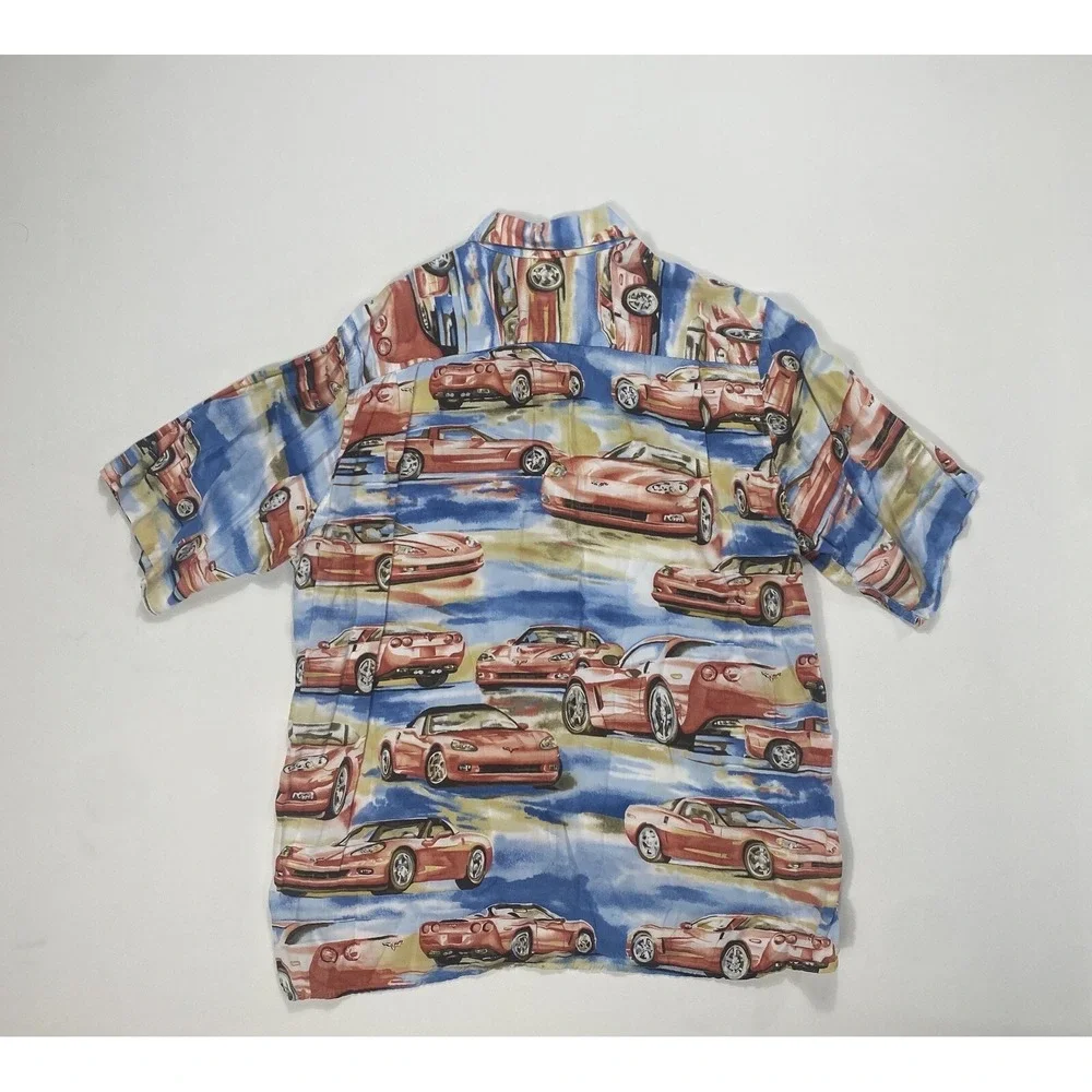 Reyn Spooner Mens Medium Corvette Button Down Shirt 100% Spun Rayon VTG Classic